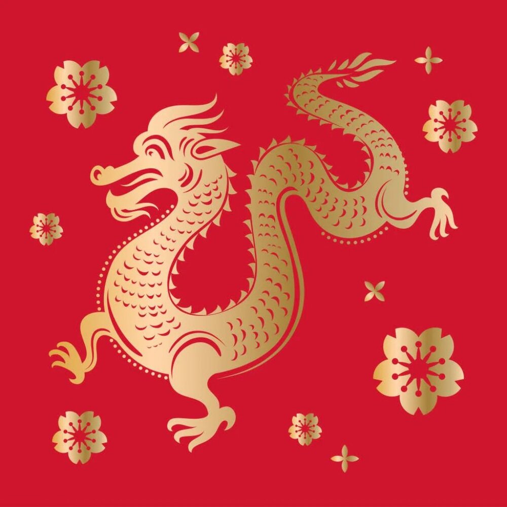 Chinese Gold Foil Dragon Paper Beverage Napkins